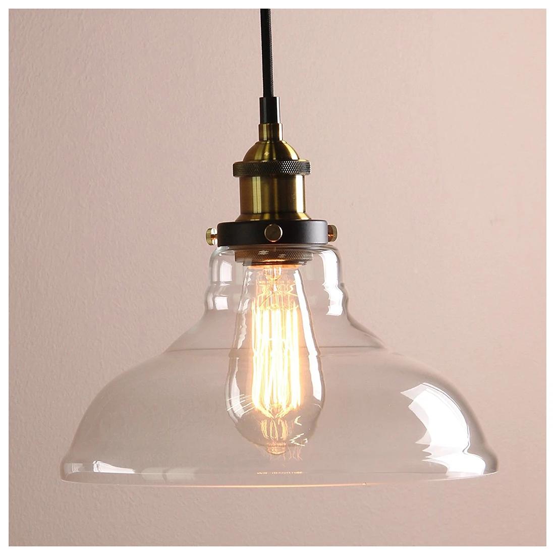 Modern Vintage Amber Industrial 1 Light Iron Body Glass Shade Loft