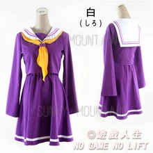 No game no life cosplay Shiro costume halloween women clothes carival dress wigs sailor suit Japanese