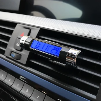

Automobile Clock Car Ornament 2in1 Backlight Digital Air Outlet Clip-on Auto Watch Thermometer LCD Display Screen Accessories