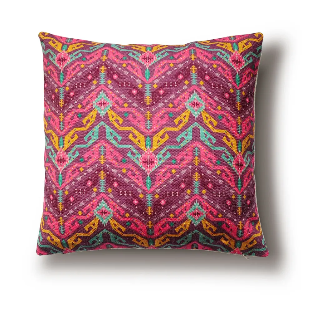 Retro Pattern Cushion Pillow, Exotic Style Pillow Cover, Customizable