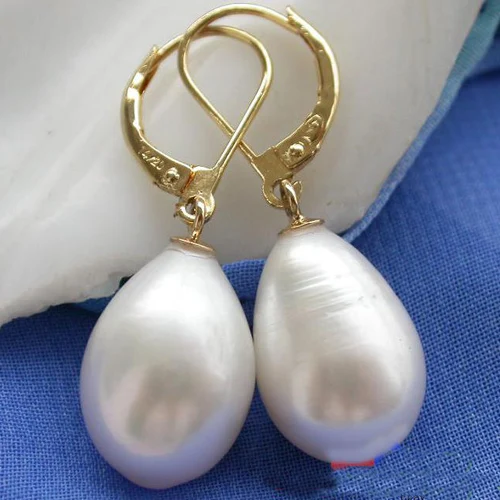 

Elegant 100% Genuine Freshwater Pearl Dangle Earrings For Women,Huge 15mm White Rice Pearl Jewellery,New Free Shipping