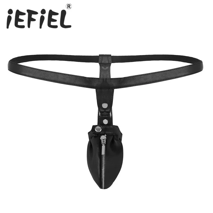 IEFiEL мужские сексуальные трусики бикини из синтетической кожи с застежкой