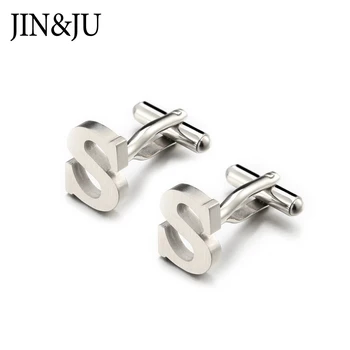 

JIN&JU Hot Letters S Cufflinks For Men High Polishing Copper CuffLinks Man Shirt Cuffs Cuff links Relojes Gemelos