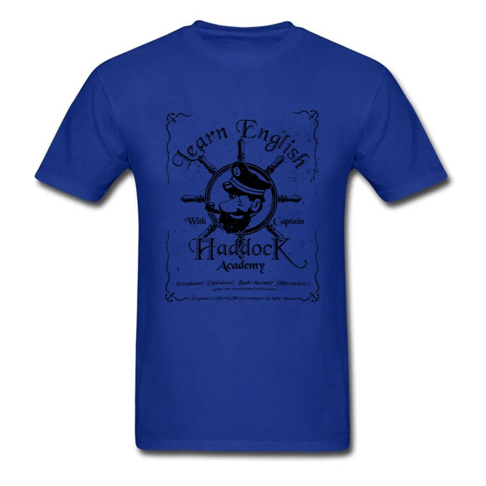 Learn English with Captain Haddock T-Shirt for Students Casual Summer Tees Short Sleeve Graphic Funny T-shirts O-Neck Cotton Learn English with Captain Haddock blue