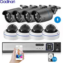 Gadinan 8CH 4MP POE камера безопасности комплект системы H.265 4MP аудио IP камера ИК Открытый водонепроницаемый CCTV видео наблюдения NVR комплект
