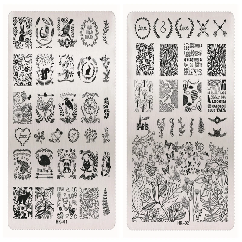 11 Design Choice Animal Floral Design Stencils For Nails Nail Art Stamping Plates Stainless