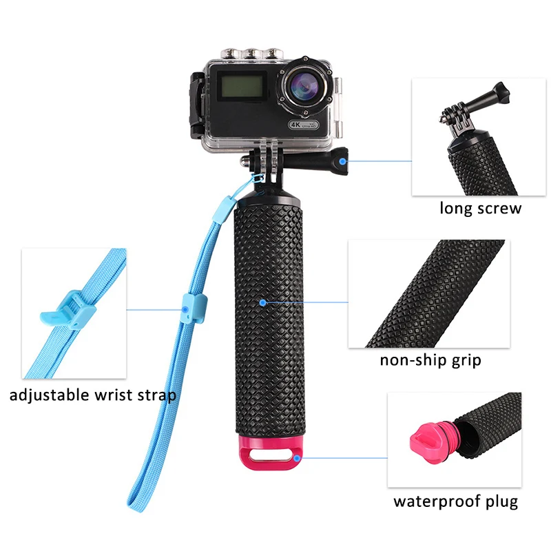 Rovtop Водонепроницаемый плавающая рукоятка для Камера GoPro Hero 7 6 5 4 3+ 2 водные виды спорта Действие Камера s обработчик крепимые аксессуары Z2