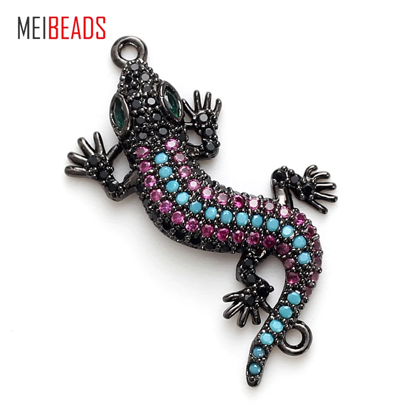 MEIBEADS модный Медный кулон Gecko с микро инкрустацией для ожерелья и браслета Женские