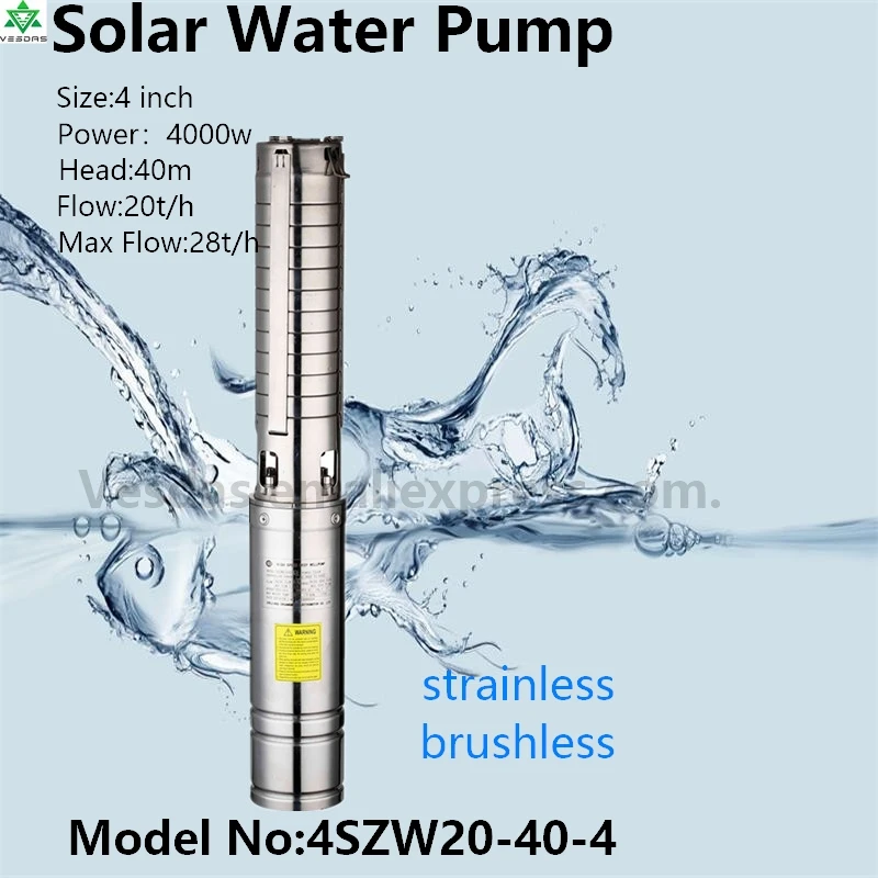

4Inch 4000W AC380V DC530V with Permanent Magnet Synchronous Motor Flow 20T/H Head 40M for Farm Deep Well Solar Water Pump