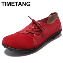 TIMETANG/Женская обувь на плоской подошве размера плюс 35-44; женская обувь из натуральной кожи; коллекция года; однотонная женская обувь для отдыха на плоской подошве; цвет черный, белый; e537