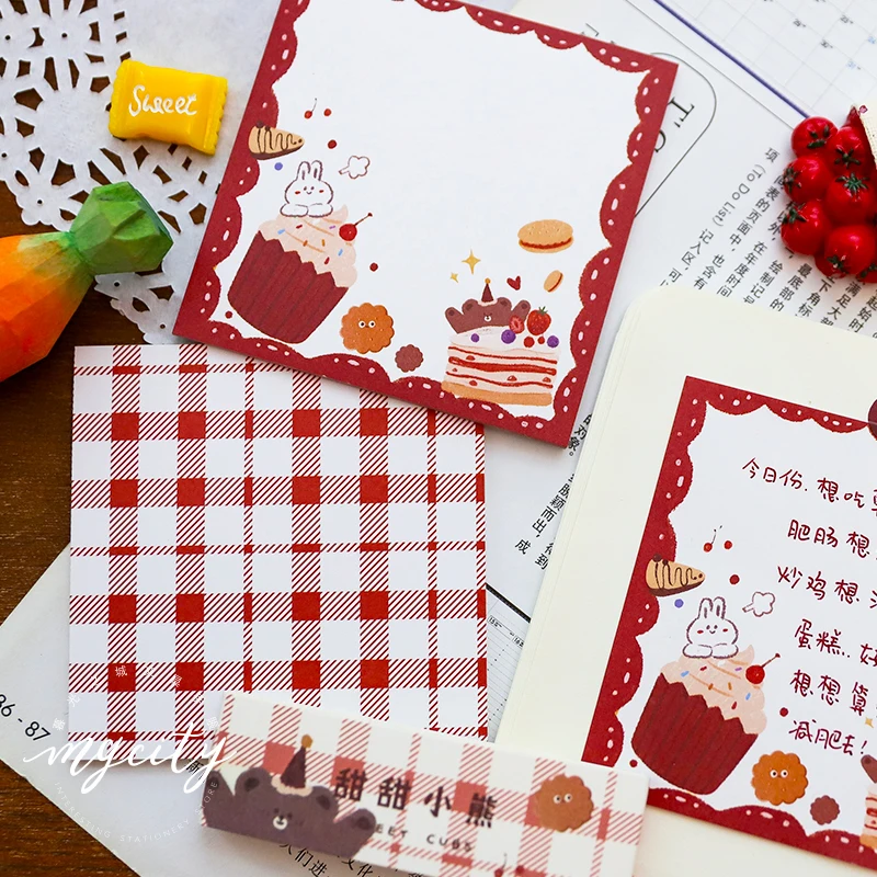 30 листов Kawaii Grid Memo Note креативный милый плед Tearable антипригарный портативный