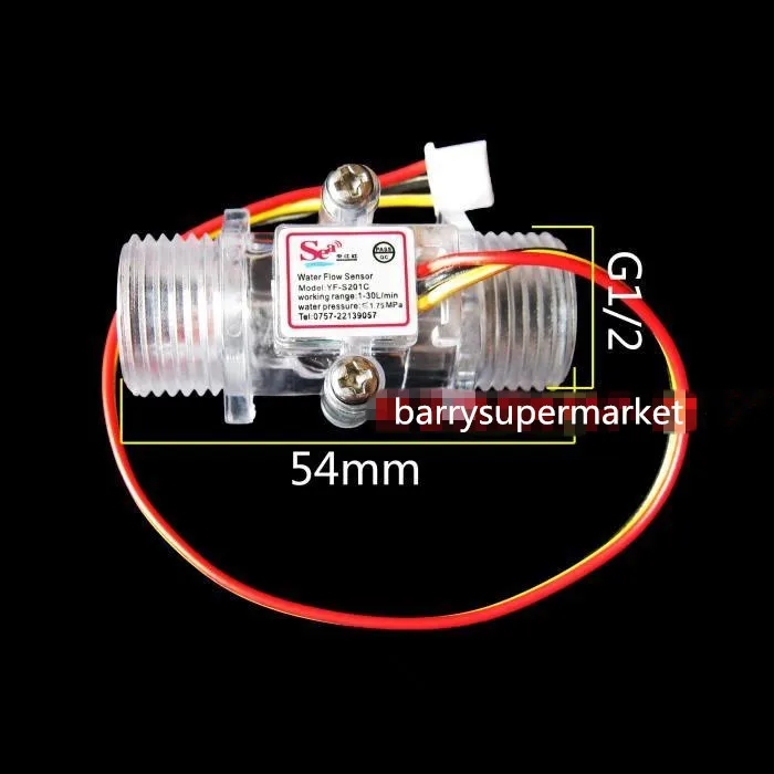 Water Flow Meter Flowmeter Hall Flow Sensor indicator counter caudalimetro Transparent G12 0.5-25Lmin 1.2MPa F=6Q Flow sensor 6
