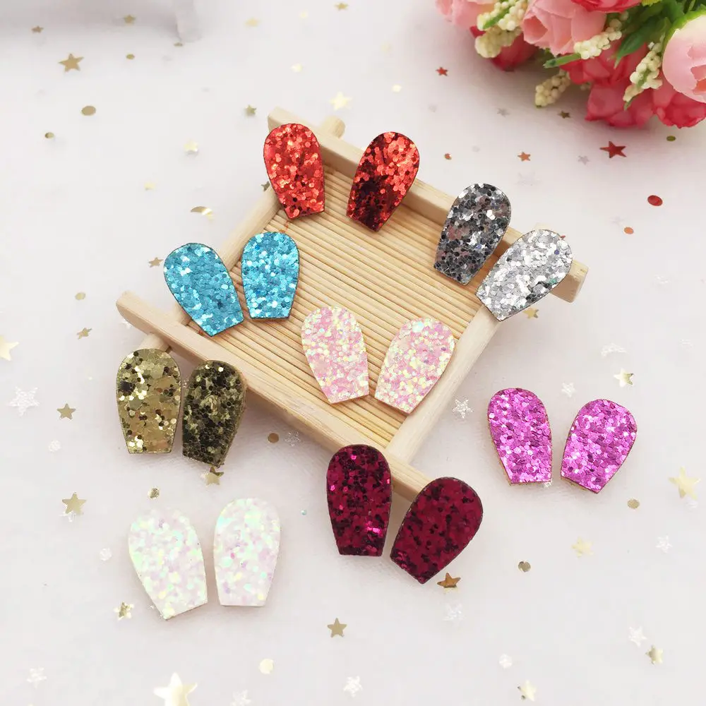 

60pcs Felt Fabric Paillette Glitter Lovely Rabbit Ears Appliques wedding DIY Sewing Patchs craft hair bow accessories SA26