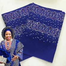 ASO OKE Тяжелая качественная Однотонные с инкрустацией большим количеством камней и страз 2 шт./пакет Нигерия хиджаб ASO OKE Headtie 40