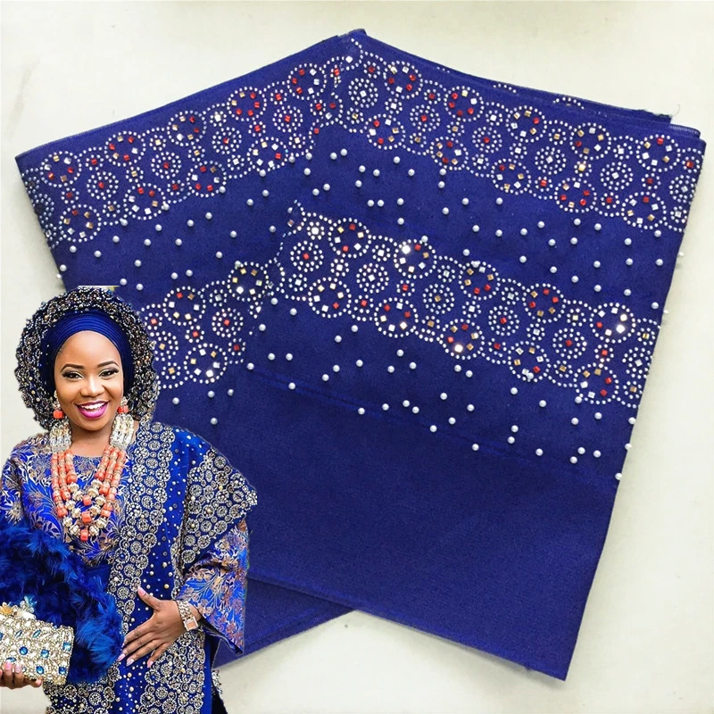 ASO OKE Heavy Quality Plain Color With Many Stones And Beads 2Pcs/Bag Free Shipping Nigeria Hijab Aso Oke Headtie 40 | Дом и сад