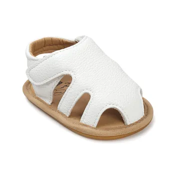 

Romirus breathable embossed summer toddler girls sandals soft baby girl shoes closed toe brand sandals flat sandalet white CX94A
