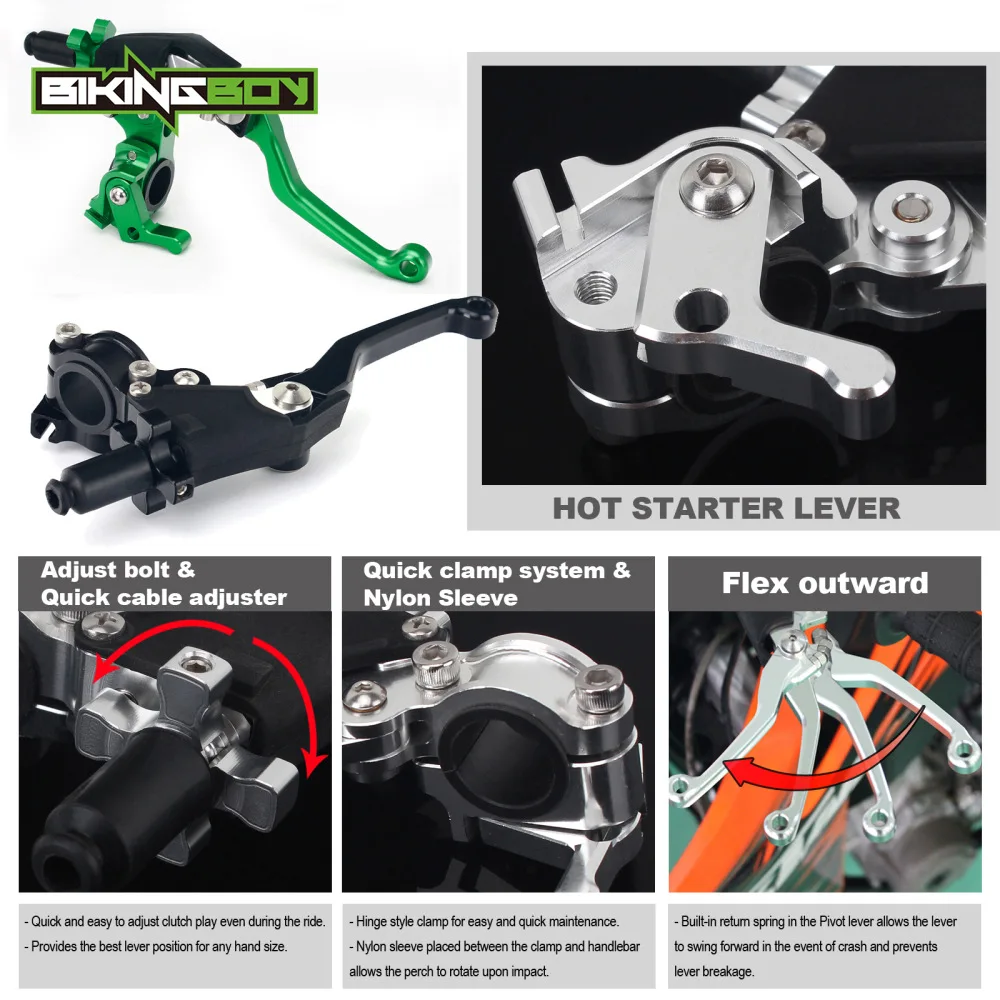 

BIKINGBOY Universal Dirt Bike ATV 22mm 7/8" Clutch Lever Perch Hot Start for Kawasaki KX 65 85 125 500 KXF 250 450 Quick Adjust