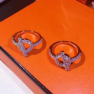 

2018 New Hot Brand Pure 925 Sterling Silver Jewelry For Women Wedding Rings Lock Design Jewelry Circle Rings Top Quality