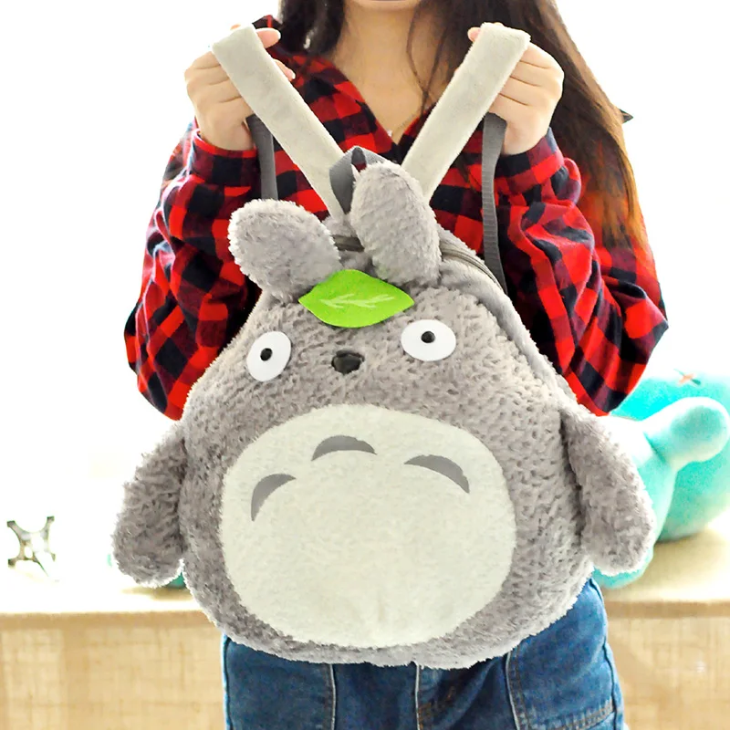 Плюшевый рюкзак милый зеленый лист Tonari no Totoro Backpacker школьные сумки для животных мягкая сумка игрушки подарки на Рождество и день рождения QB174