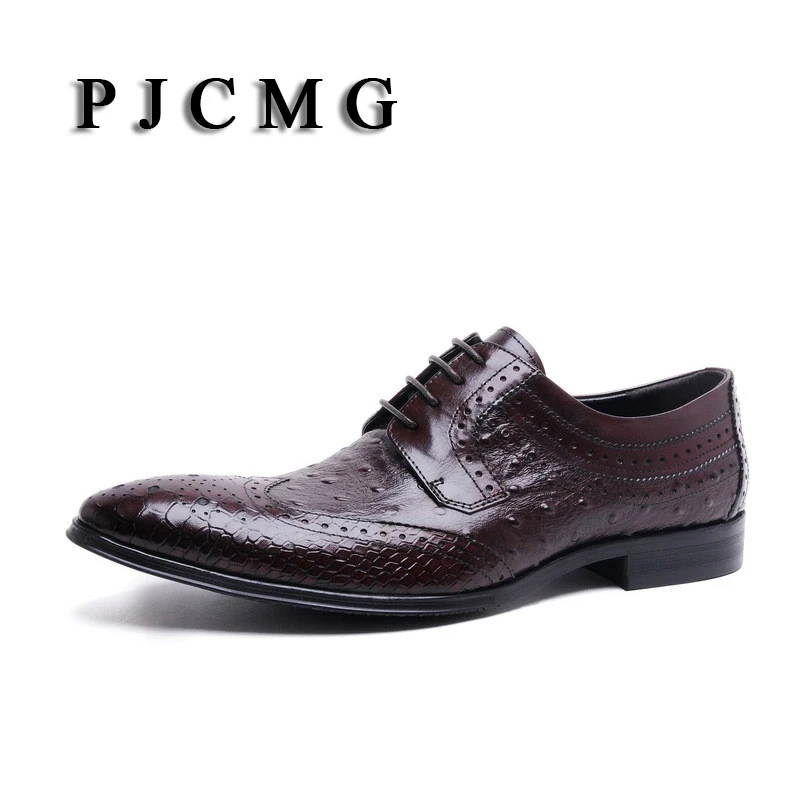 Новинка PJCMG итальянский бренд страусиный стиль модные мужские оксфорды из