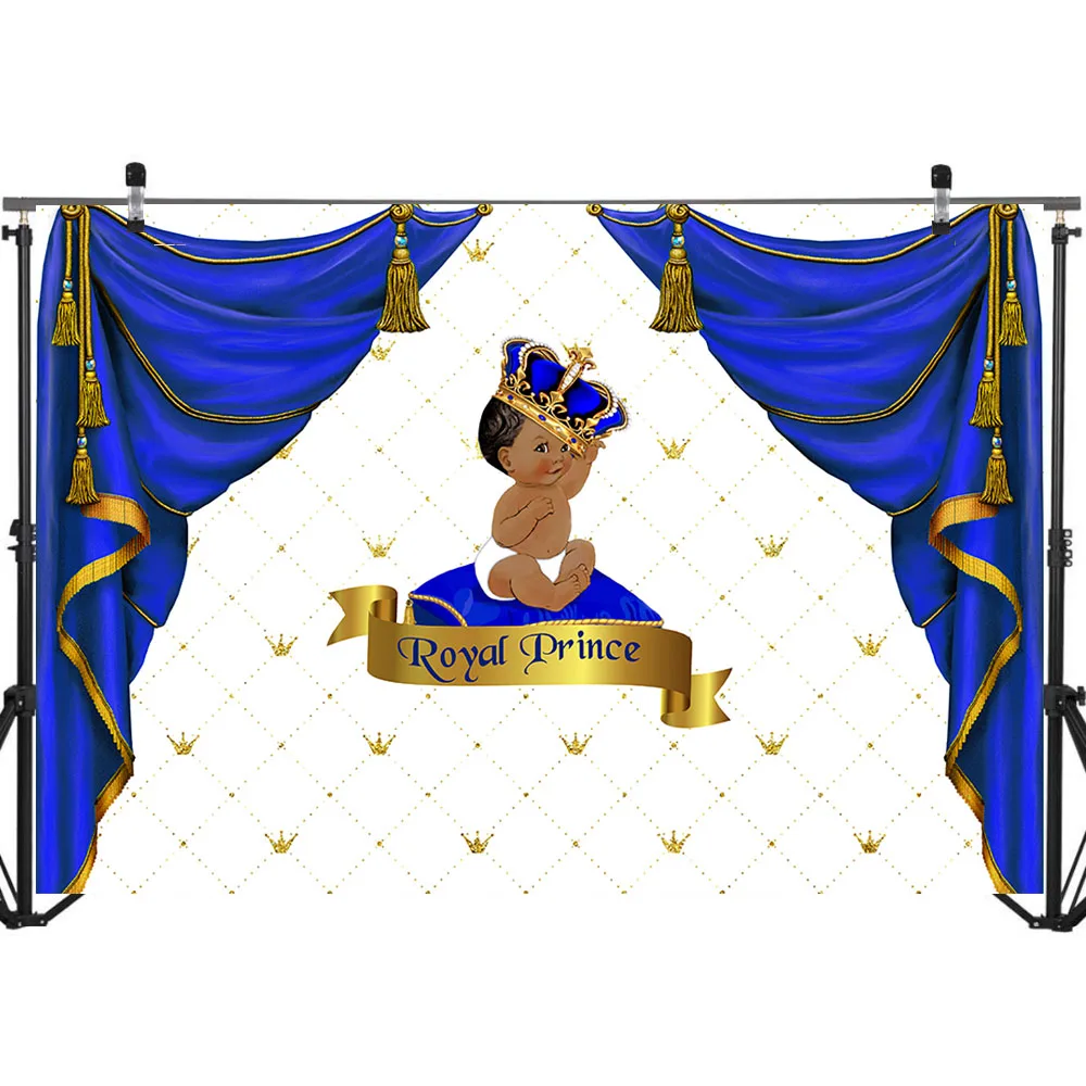 NeoBack Baby Shower фоны Королевский принц фон синий занавес украшенный для новорожденных баннер для вечеринки фото фон