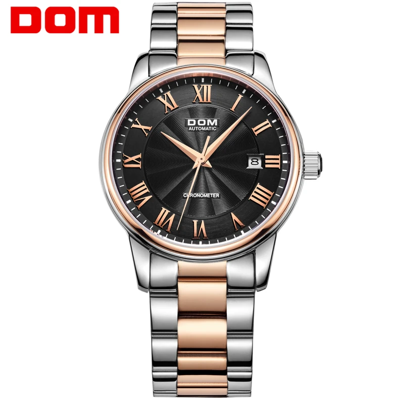 

DOM brand mechanical watch for Men Luxury Waterproof Stainless Steel watches Sapphire Crystal Automatic Date Reloj Hombre M-8040