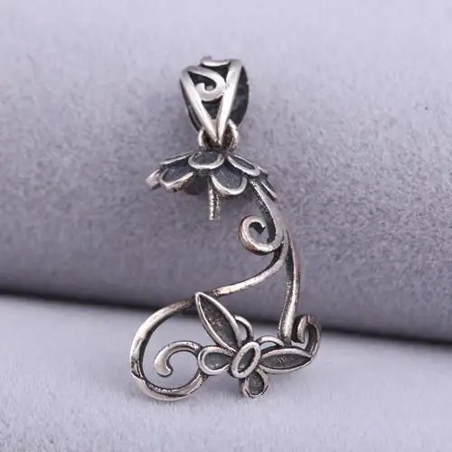 

Art Deco Sterling Silver 925 Butterfly Irregular shape Women Semi Mount Pendant Clasp Clip Fine Jewelry Setting for Amber Agate