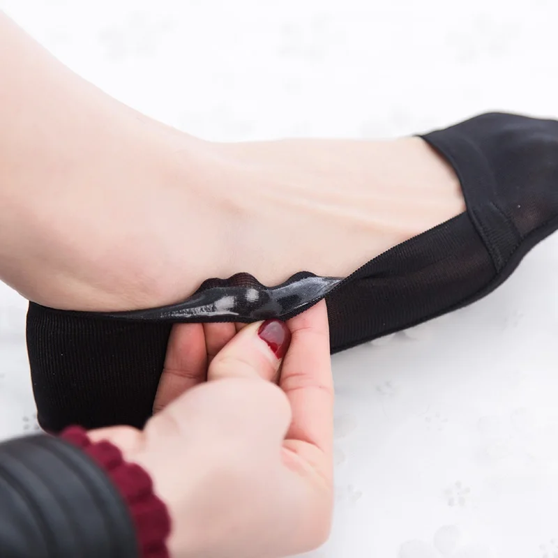 Силиконовые противоскользящие ледяной шелк бесшовные однотонные низкие носки женские летние тонкие носки тапочки дышащие невидимые