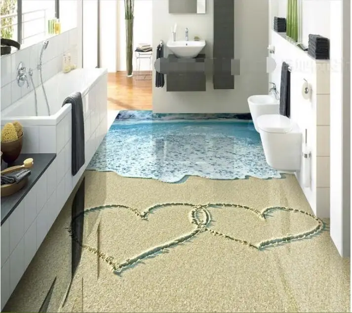 

3 d pvc flooring custom wall paper Sand waves with sea shells 3 d bathroom flooring photo 3d wall murals wallpaper