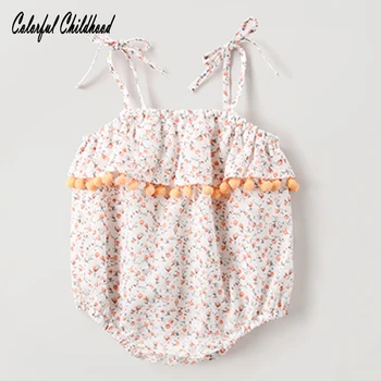 

Colorful Childhood Korean Newborn Clothing Summer New Sling Jumpsuit Baby Girl Printed Romper Cotton Infant Toddler Clothes