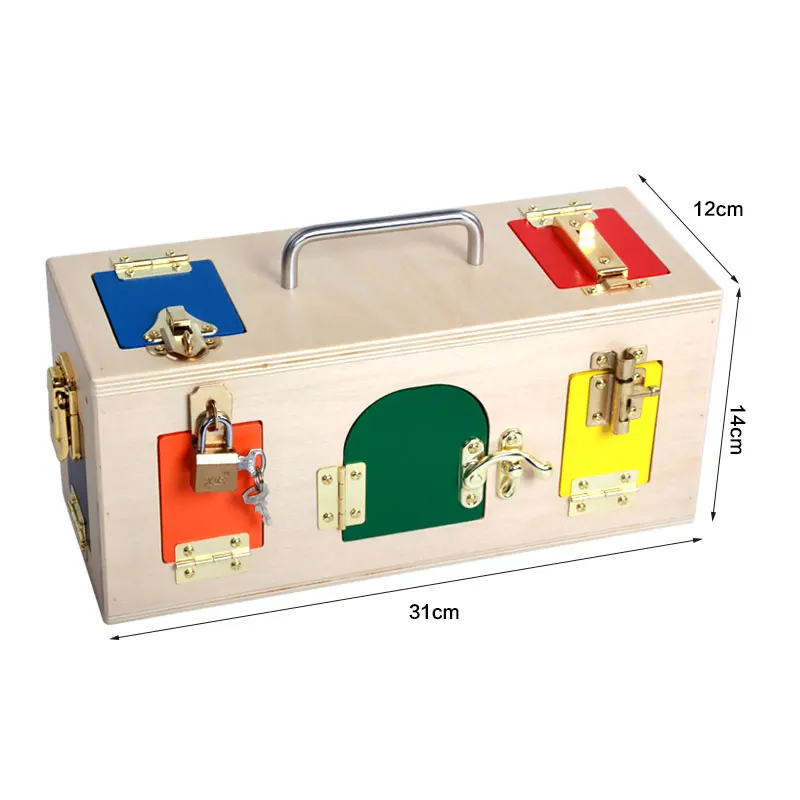Montessori Toys 3 Years Lock Box Montessori Materials Sensorial Educational Wooden Toys For Children Montessori Baby Toys UE1066