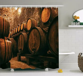 

High Quality Arts Shower Curtains Barrels For Storage Of Wine Italy Oak Container Bathroom Decorative Modern Waterproof Shower