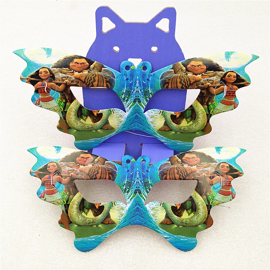 

10pc Moana Party Supplies Cartoon Pattern Paper Mask kids Birthday Theme Party Decoration Set Eye Cover Baby Shower Party Favors