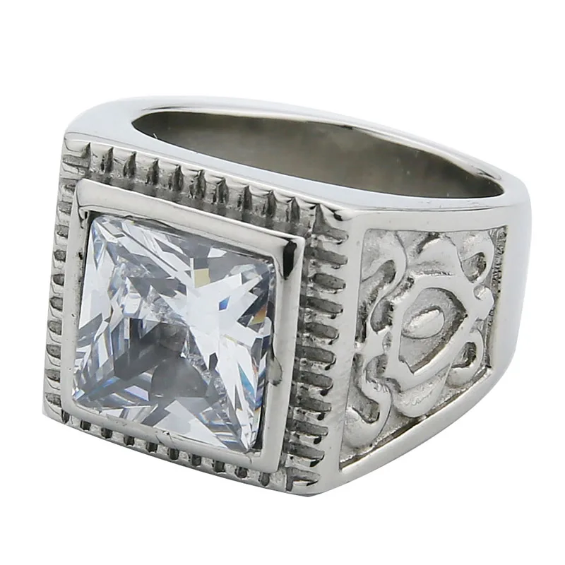 Ювелирные изделия Valily, Женское Обручальное кольцо из нержавеющей стали, модное цветочное квадратное кольцо из зеленого стекла для мужчин, Золотое кольцо, ювелирные изделия