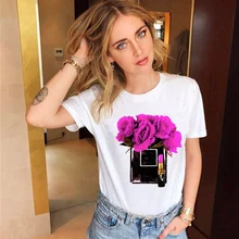 Harajuku футболка модная бутылка с цветами графический принт футболки женские уличная топы новинка Camiseta Mujer