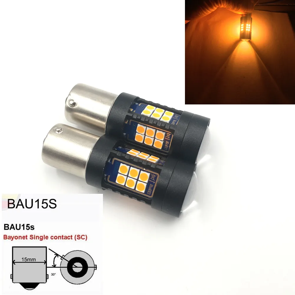 2x Желтый 1156 BAU15S PY21W 3030 светодиодный 27 SMD резервного копирования резервные лампы