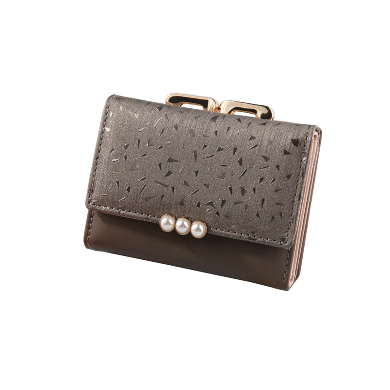 

Womens Wallets and Purses Fashion Style Leather Material Pearl Decoration Beautiful Purse Mini Size Hot Selling Wallets