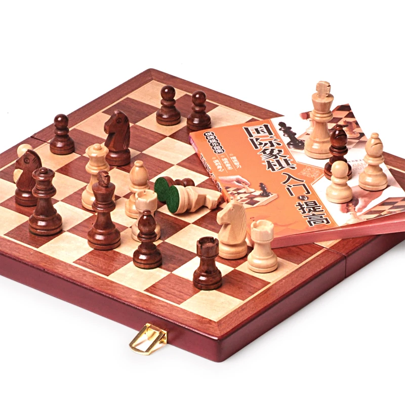 

BSTFAMLY wood chess set game, portable game of international chess, High-grade wood folding chessboard chess pieces wood, LA35