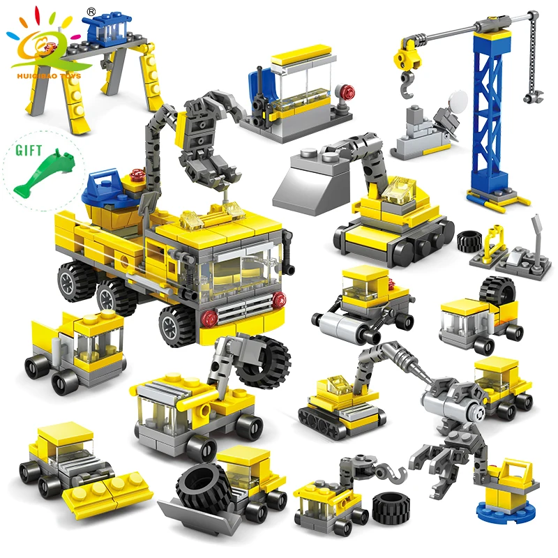 

16 in 1 City Construction Series DIY Excavator Building Block Compatible Legoed Engineer Brinquedos Educational Toy For Children