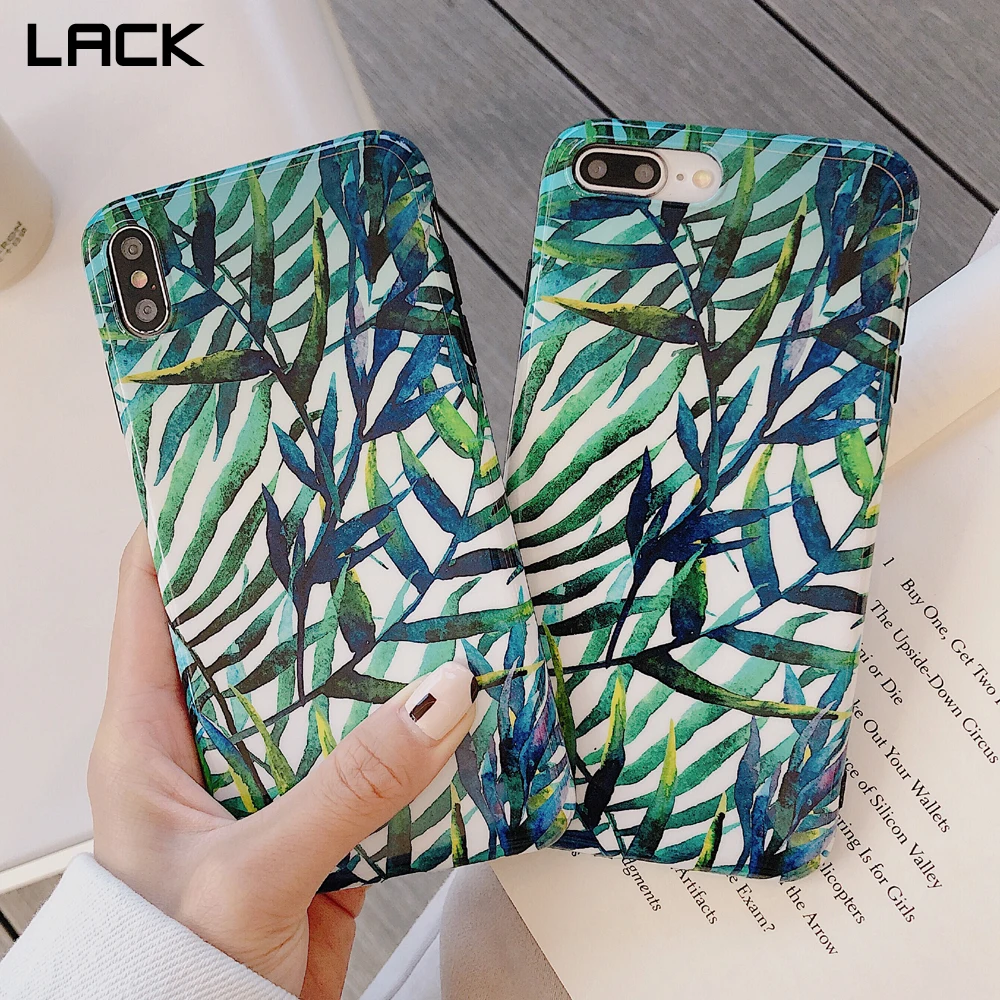 

LACK Green Plants Leaf Phone Cases For iPhone XS Max Cases For iphone XR X 6 6S 7 8 Plus Watercolor Leaves Soft IMD Back Cover