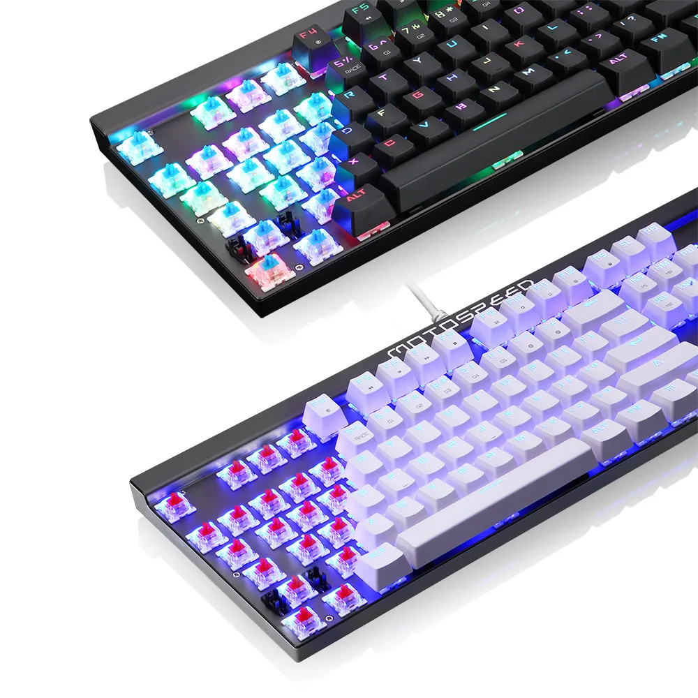 

Fashion Mechanical Keyboard Blue Switch USB Wired Gaming Keyboard 104Keys Anti-ghosting No Conflict RGB Multi-color Backlight