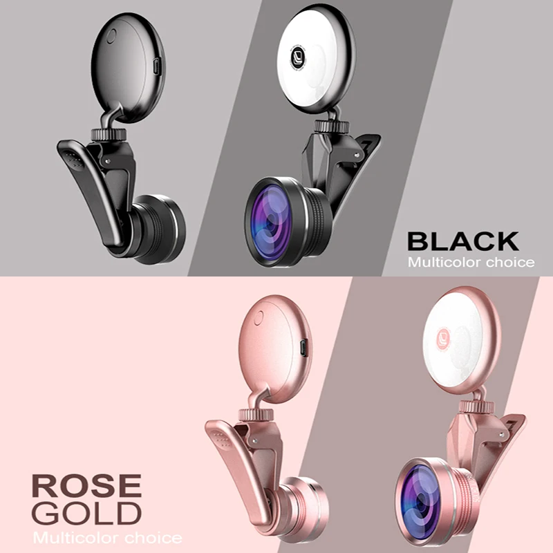 

Effects Fisheye Lens Selfie Flashlight Flash Live Mini Led Ring Effective Macro Len Beauty Self-timer Cell Phone Fill Light
