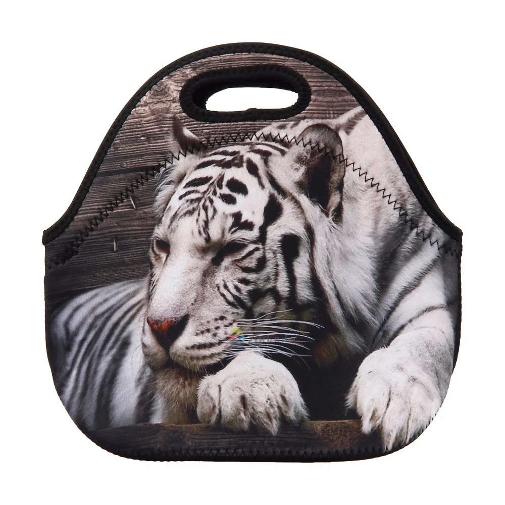 Lying Tiger Neoprene Insulated Picnic Travel Portable Lunch Bag Tote Women's Handbag Lunch Box