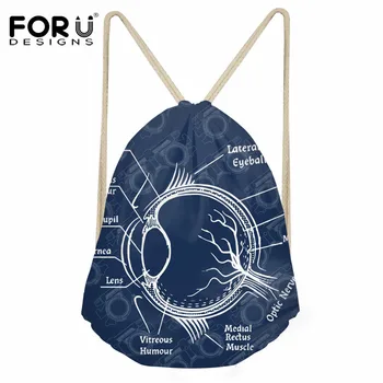 

FORUDESIGNS Optometry Pattern Drawstring Bags Fashion Casual Women Travel for School Backpacks Daily Softpack Shoes Storage Bag