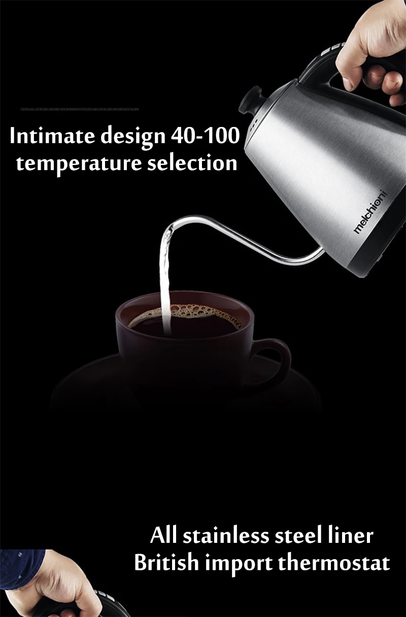1l Gooseneck Chaleira Chaleira Elétrica de Isolamento de Temperatura Ajustável em Aço Inoxidável Bule de Chá de Café do Gotejamento da ue 2 Chaleiras elétricas