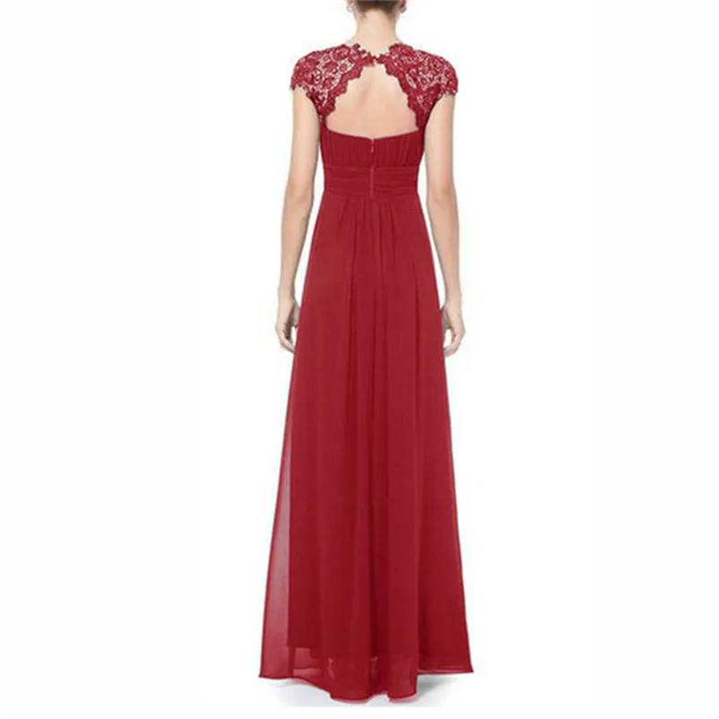 Chiffon Summer Dress Women 2018 Elegant Slim Lace Long Party Dress Wedding Bridesmaids Maxi Dresses vestidos ukraine N28 (20)