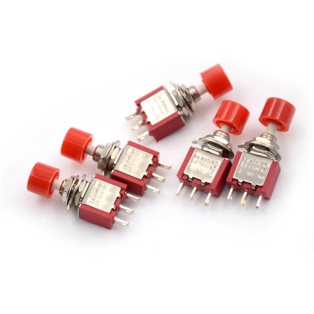 

5Pcs 3pin Momentary Red Push Button Toggle Switch PS-102 DS612 1NO 1NC hym