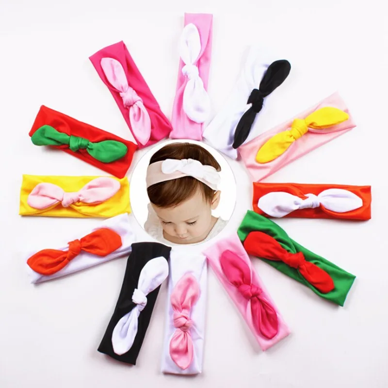 Hot Girl Headbands Rabbit Ears Hair Band Knot Headwear Elastic Kids Hairband Infant Hair Rope Baby Hair Accesories Free Shipping (1)