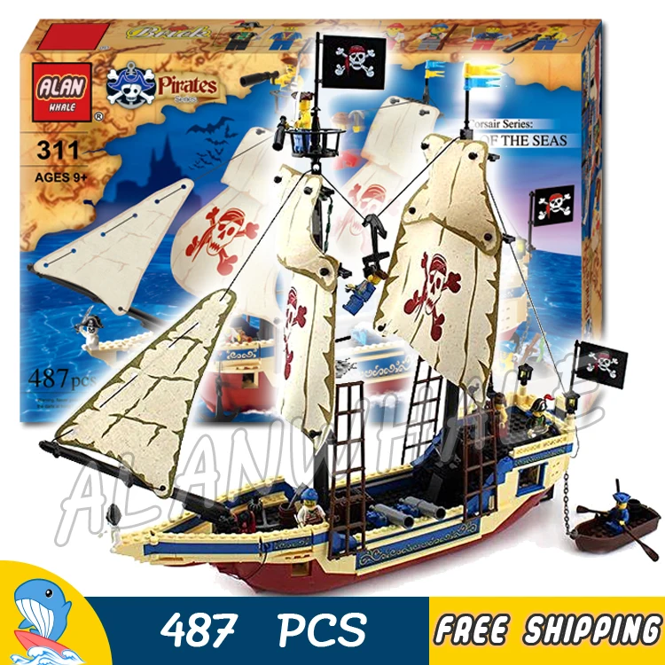 

487pcs Pirates of the Caribbean King of The Sea 311 Pirate Ship Boat Model Building Blocks Kit Children Toy Compatible With lego