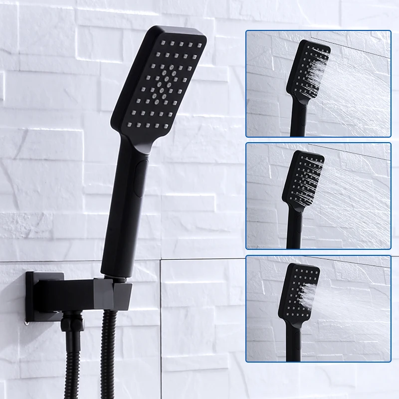 

Black Shower Head 3 Function Water saving Handheld Showers Grohe Rainfall Spray Shower Head Set Bathroom Doucha Chuveiro Rocas